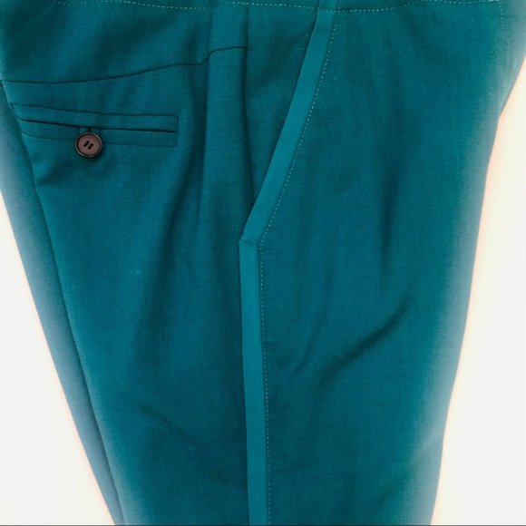 Magaschoni Wool Blend Silk Trim Tuxedo Dress Trouser in Absinthe (Teal), Size 4 - Picture 3 of 10